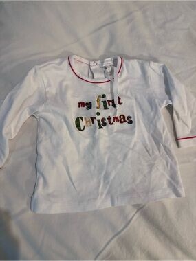 Harrods White Kids Christmas Top with Multicolor Embroidery
